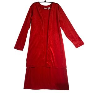 Blair Women's Red Velour Dress‎ and Jacket Set Size Large L Formal